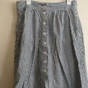 Madewell Striped Button Down Midi Skirt with Pockets - Size 12